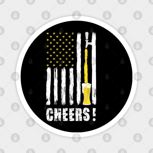 Craft Beer American Flag USA T-Shirt, 4th July CHEERS T-Shirt Magnet by Pannolinno